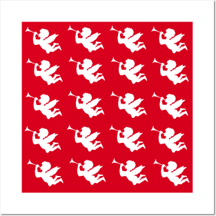 Cherub cherubim angels red regular pattern Posters and Art